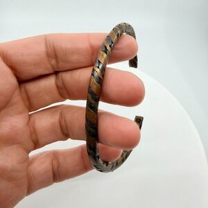 Mixed‎ Metal Braided Copper & Brass Tone Iron Magnetic Cuff Bracelet Minimalist